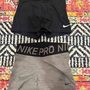 Nike Pro Black and Gray Shorts Duo